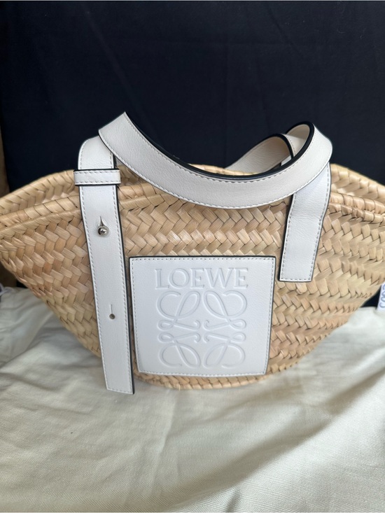 Loewe Handbags - ✨Excellent Condition/Natural Woven Straw Tote with White Leather Trim Small✨